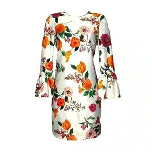NWOT ASOS DESIGN botanical floral shift mini dress with fluted sleeves